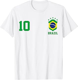 Chica Brazil Flag Brazilian Pride Soccer Jersey No.10 Lovers T-Shirt