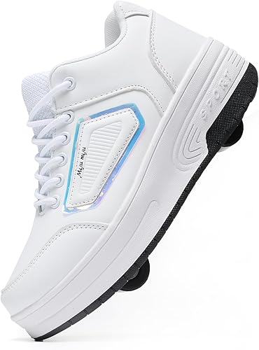 Zapatos de Patines con Ruedas para Niños y Niñas, Zapatos con Ruedas para Edades de 6-12, 2-en-1 Easy Roller Retráctiles Wheelies Moon Shoes para