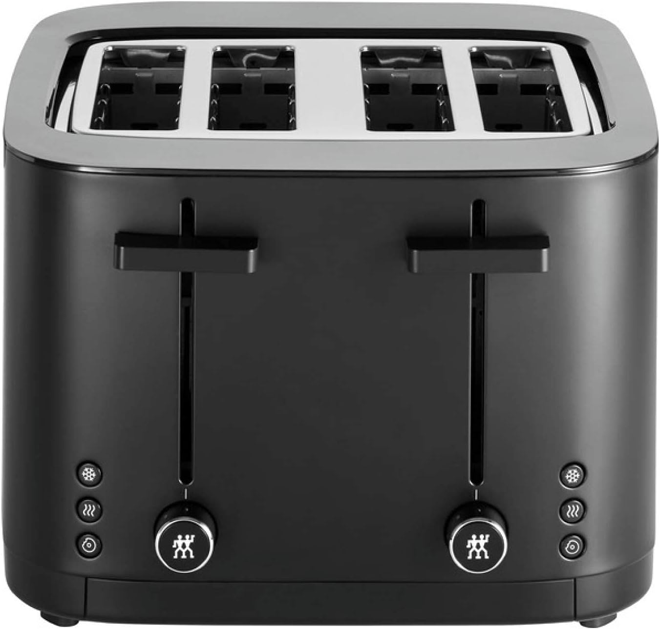 Zwilling Enfinigy Cool Touch Toaster 4 Slice with Extra Wide 1.5" Slots for Bagels, 7 Toast Settings, Even Toasting, Reheat, Cancel, Defrost, Black (Renewed)