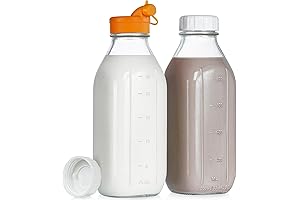 32oz Reusable Glass Milk Bottles with Silicone Dispenser Cap