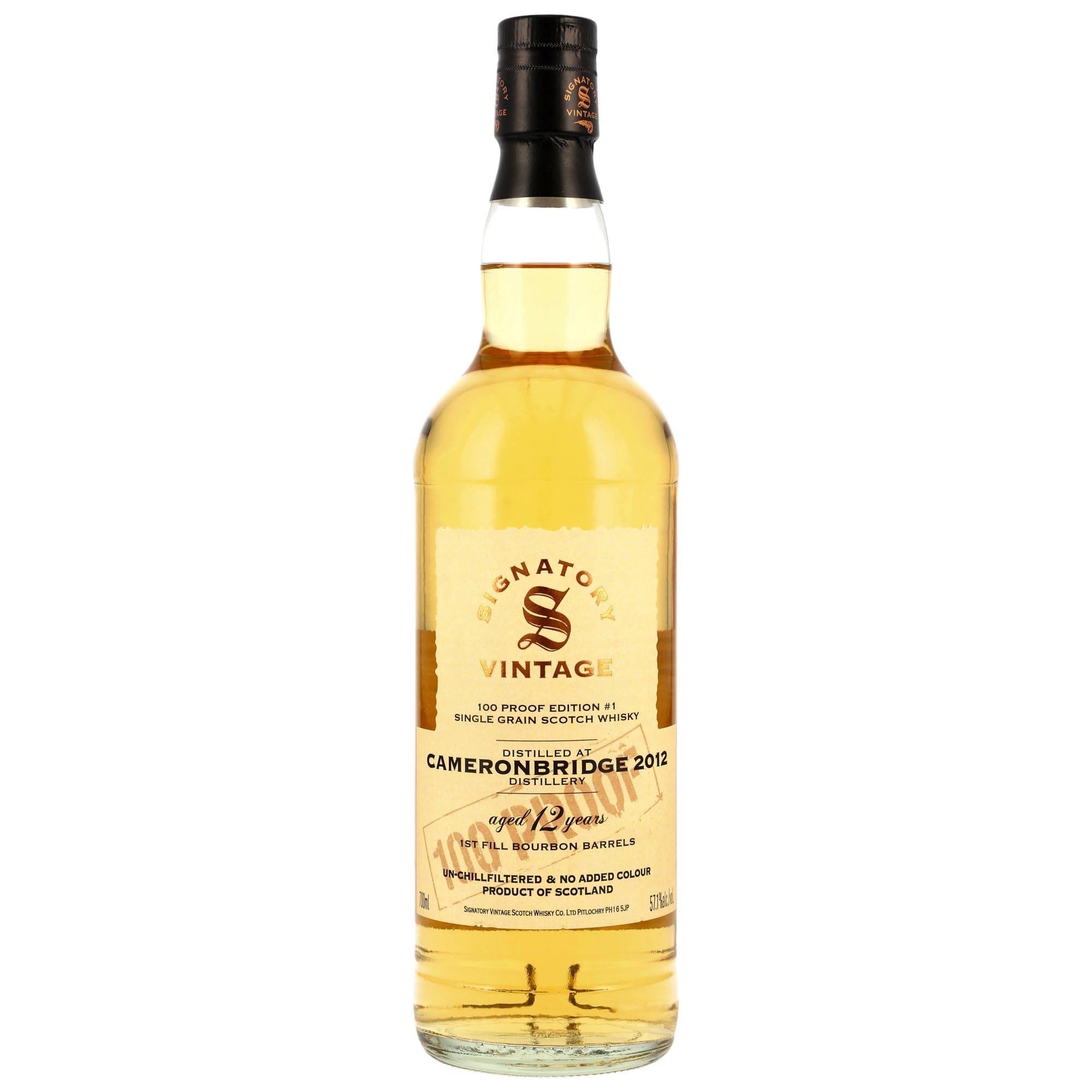 Cameronbridge 2012 Signatory Vintage 100 Proof Edition Single Grain Whisky (1x0,7l)