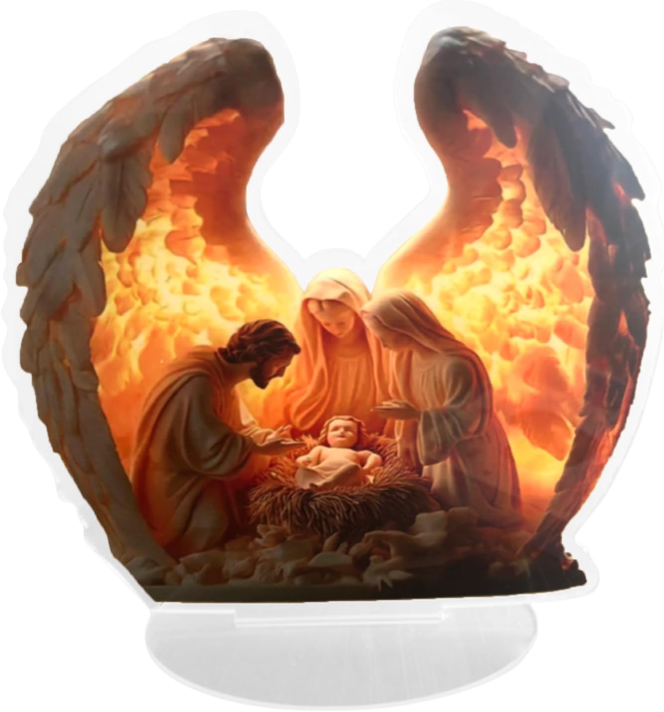 Angel Figures - Praying Angel Figure with Wings 2D Acrylic Decoration for Bookshelf Fireplace Living Room Bedroom Decoration