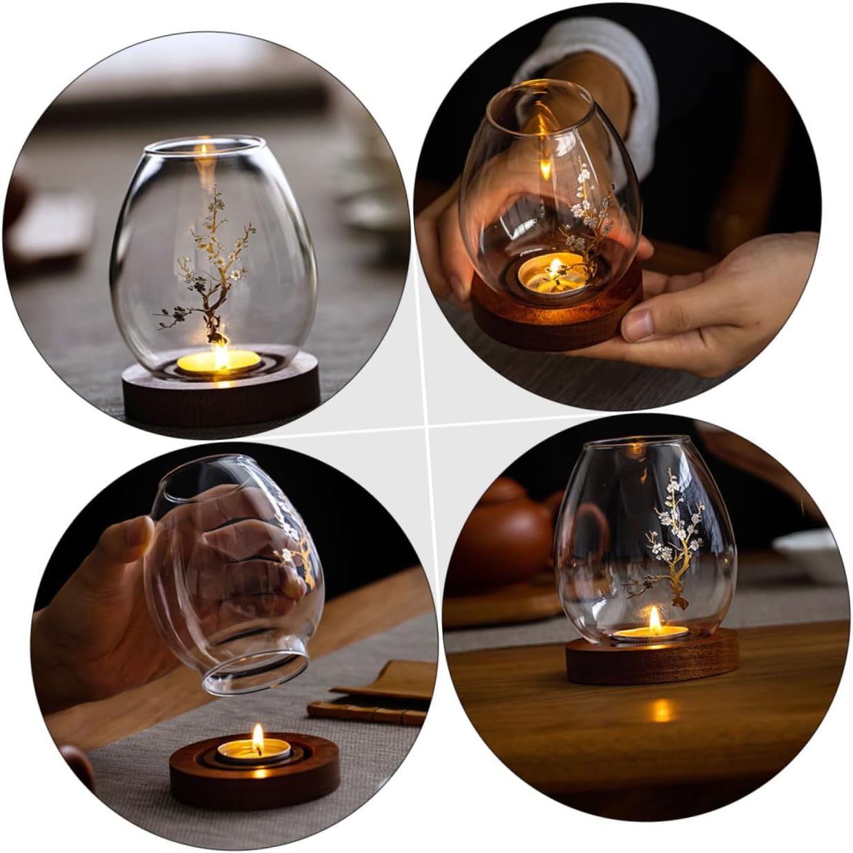 LIFKOME 1pc Glass Candle Holder for Indoor Decor Elegant Pattern Cover Windproof Design for Romantic Dinner and Ambiance