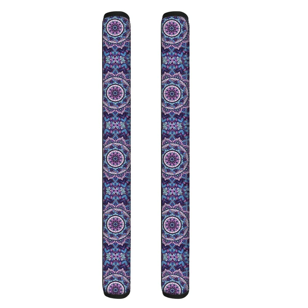 Freewander Fridge Handle Covers for Kitchen Appliance 2 Pieces Washable Anti-Fingerprint Keep from Smudges Liquid Oil Stain, Purple Bohemian Lotus Flowers