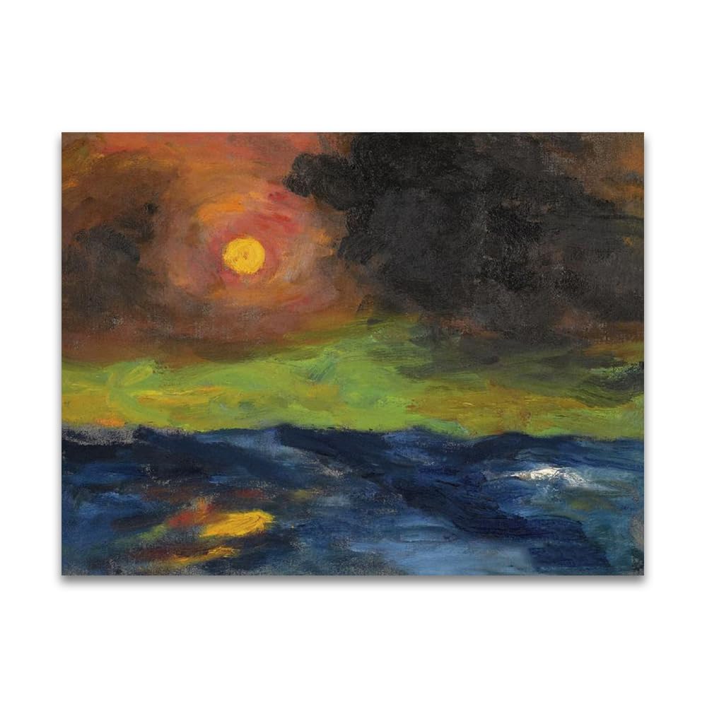 LZ6J8C9 Emil Nolde《Veiled Sun》Famous Canvas Painting Reproductions.(40x50cm(15.8x19.7in)/Frameless)