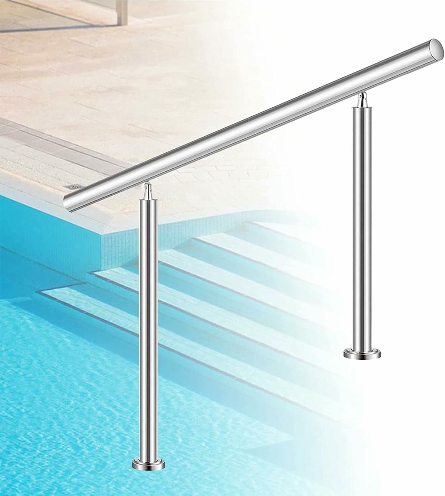 Balustrade de piscine anti glissade avec main courante en acier inoxydable
