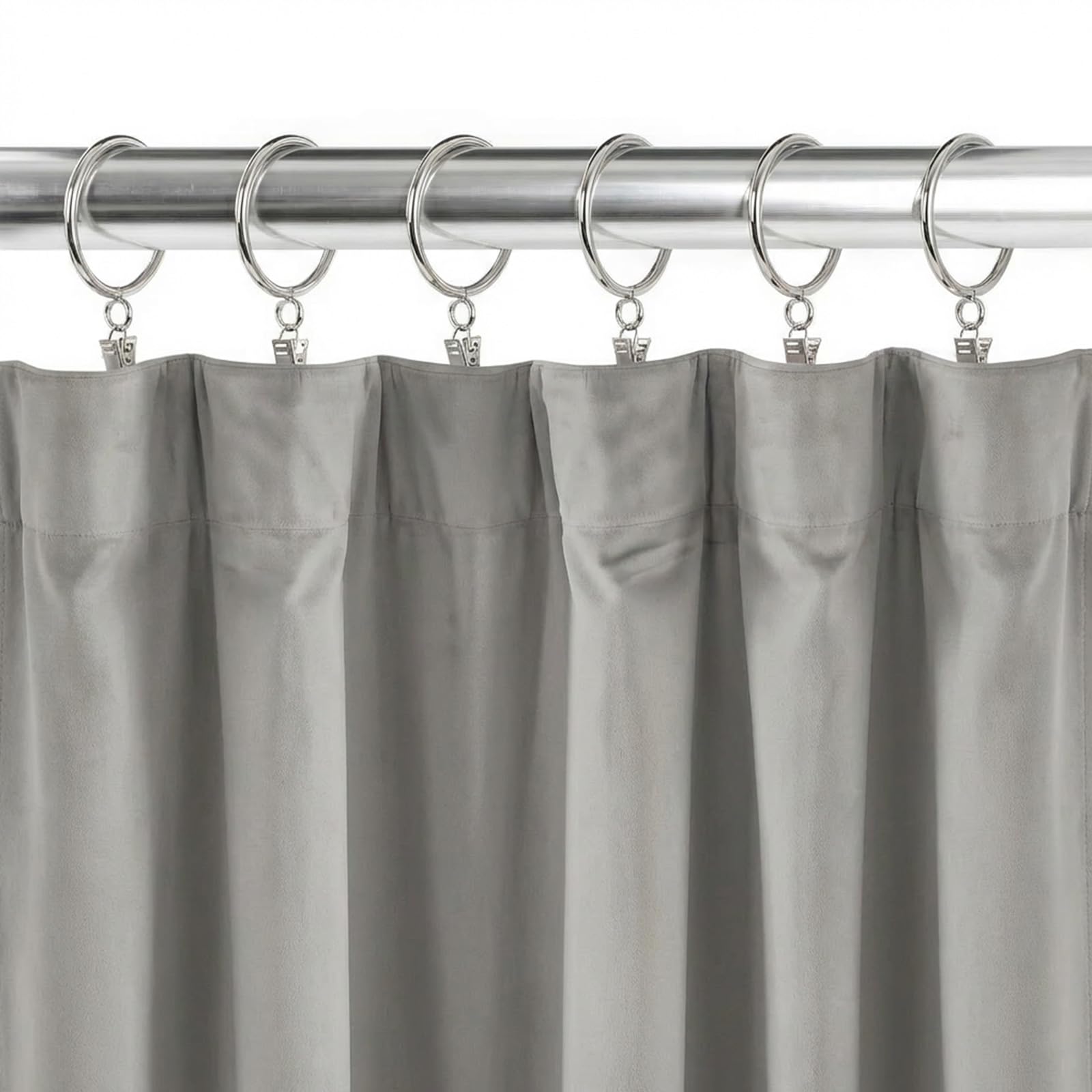 100 Pack 38mm Metal Curtain Rings, Sliver Glider Curtain Pole Hanging Ring with Eyelet, Curtains Hanging Clip for Pole Rod, 35mm Diameter