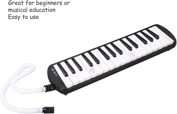 32 Key Melodica Musical Instrument, Protable Piano Style Melodica Musical Education Instrument, Wind Instrument for Beginners with Mouthpiece and Tube (Black)