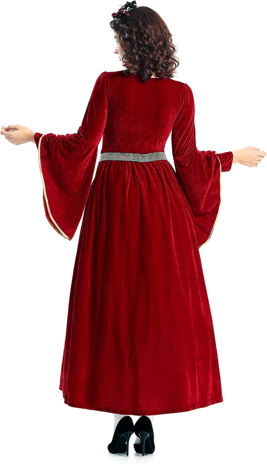 Women Renaissance Dress Medieval Costume for Women Long Dress Plus Size Velvet Queen Dresses Halloween Costume