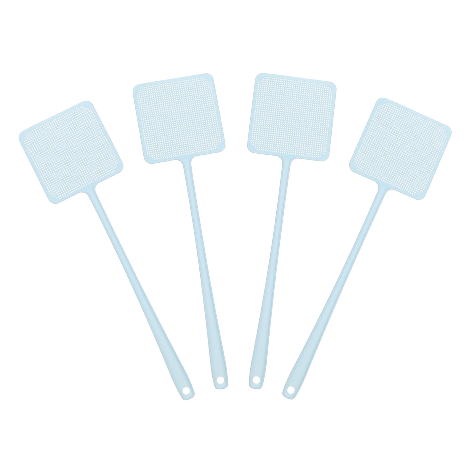 sourcing map 4pcs Fly Swatter 4.5"x4.5" Plastic Manual Heavy Duty Long Handle Fly Swatter for Home Indoor Outdoor, Blue