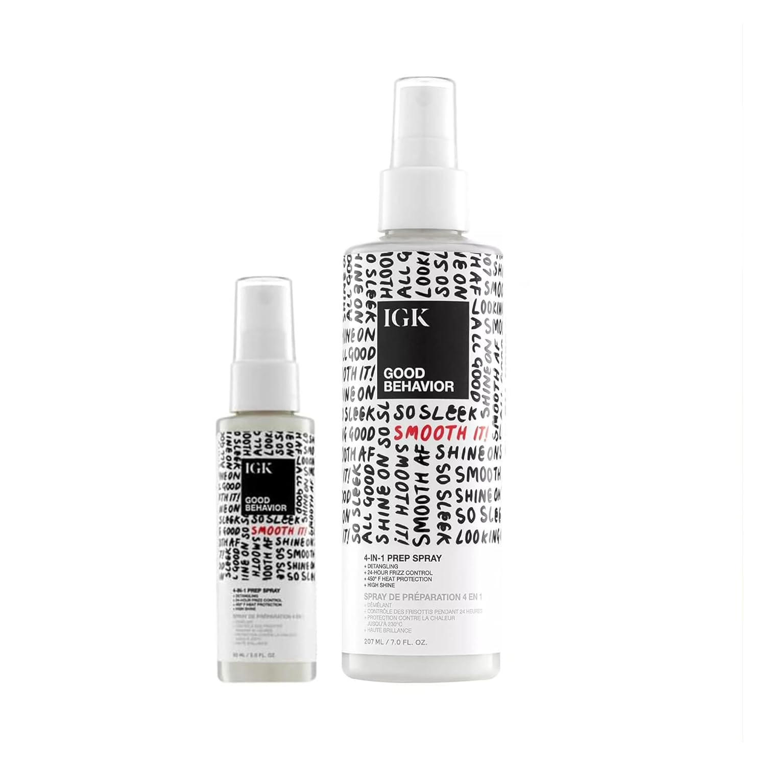 IGK GOOD BEHAVIOR 4-in-1 Prep Spray | Full + Travel Size | Gently Detangles, Controls Frizz for 24 Hours, Heat Protection & Shine | Weightless Formula for Smooth Hair IGK GOOD BEHAVIOR 4-in-1 Prep Spray | Full + Travel Size | Gently Detangles, Controls Frizz for 24 Hours, Heat Protection & Shine | Weightless Formula for Smooth Hair