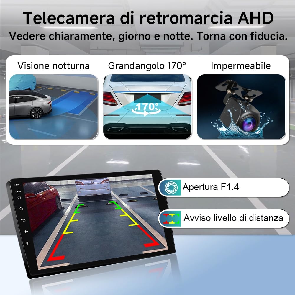 Autoradio per Fiat 500 2007-2015 Android 15 4+64GB - Schermo 9" 1280x800 con Wireless CarPlay Android Auto - GPS Navigatore, Bluetooth 5.4, WiFi 6.0, DSP, Touchscreen
