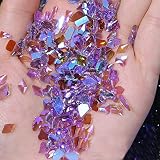 100Pcs Mixed Shape Aurora Glass Crystal Nail Art Rhinestones Nail Gems Iridescent Clear Nude Flatbac