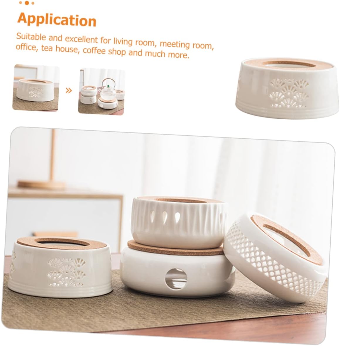 Ceramic Teapot Warmer Hollow Design Round Base Modern Tea Warmer for Home Use for Heating Teapots and Keeping Tea Warm
