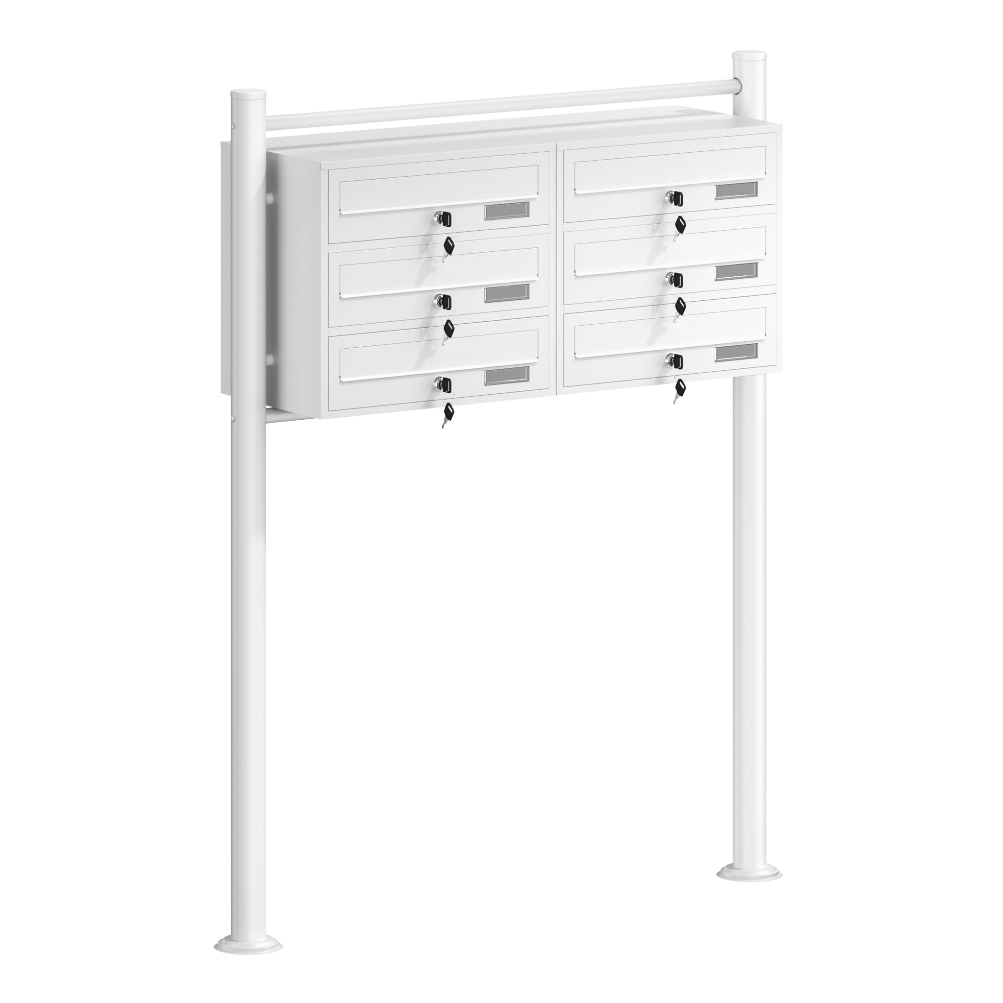Wiltec White Mailbox System 6 Doors V2 Letterbox Postbox Pillar Letter Mail Post Box