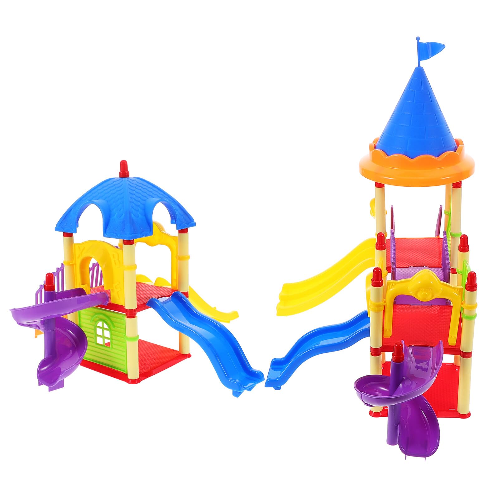 Gogogmee 2 Pcs Mini Playground Slide Set for Dollhouse Decor, ’s Playhouse Accessories, Sand Table Materials, Miniature Playground Ornament for Boys