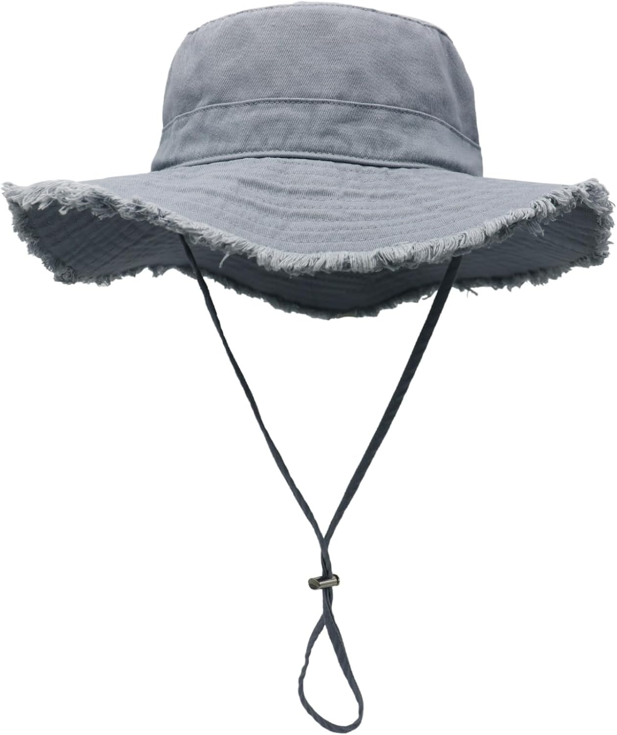 Womens UPF50+ Cotton Wide Brim Sun Hat with Strap Ladies Summer Floppy Hats Packable Women Washed Fringes Bucket Hat