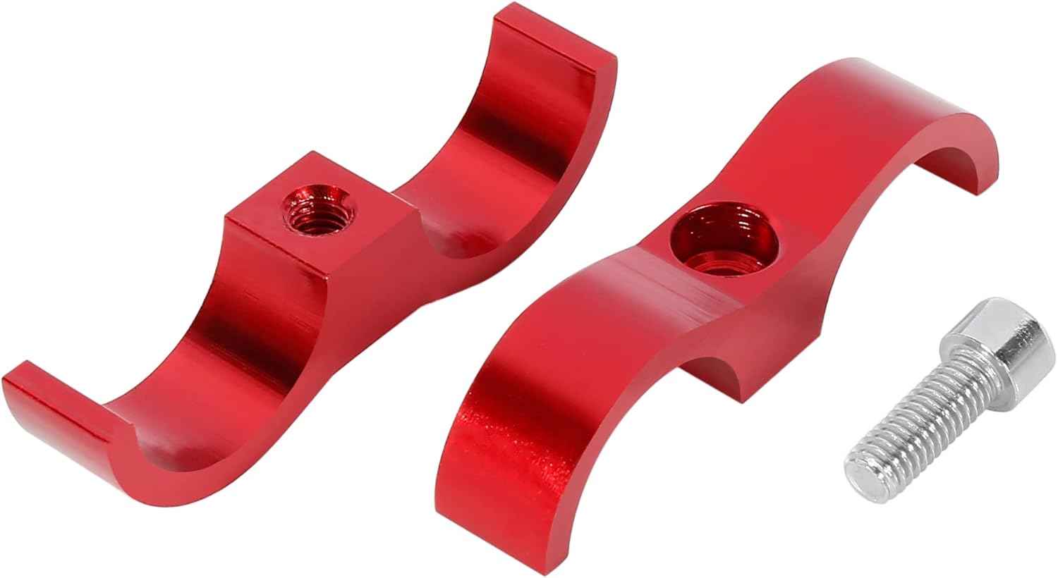 X AUTOHAUX 4pcs Red AN12 24mm Hose Separator Clamp Fitting Adapter with Wrench for Car