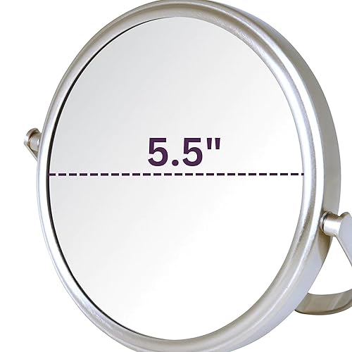 Miniatura 9 de Model's Choice Espejo de maquillaje de mesa de dos caras - Espejo de maquillaje con aumento 5X y diseño giratorio - Espejo portátil de 5.5 pulgadas