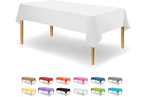 Party Dimensions White Disposable Plastic Party Table Cloths (12-Pack) | Perfect for...