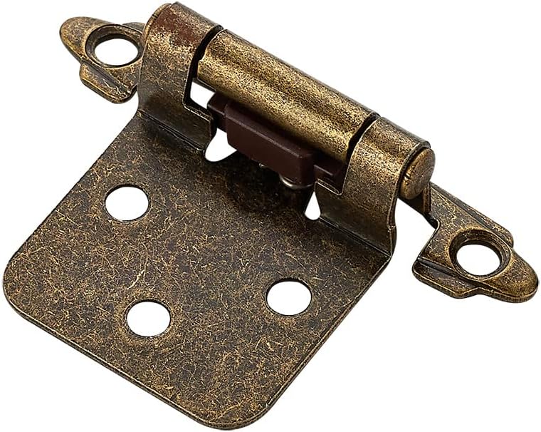Ravinte 60 Pack 30 Pairs 1/2 inch Overlay Hinges Antique Brass SemiConcealed Cupboard