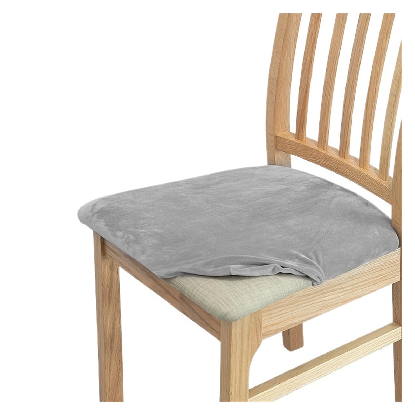 FVDZRFIE Chair Covers 1/4/6/8 Velvet Chair Cushion Cover Solid Color Chair Cover Winter warm Chairs Seat Cover(Color 1,4PCS)