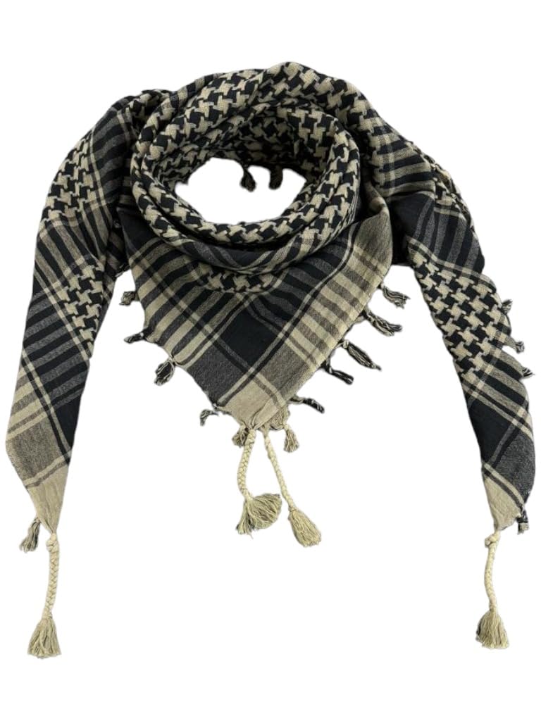 Elu Shemagh Scarf Men - Women /100% Cotton Military Shemagh Keffiyeh Scarf Arafat Tactical Desert Rave Bandana Head Wrap