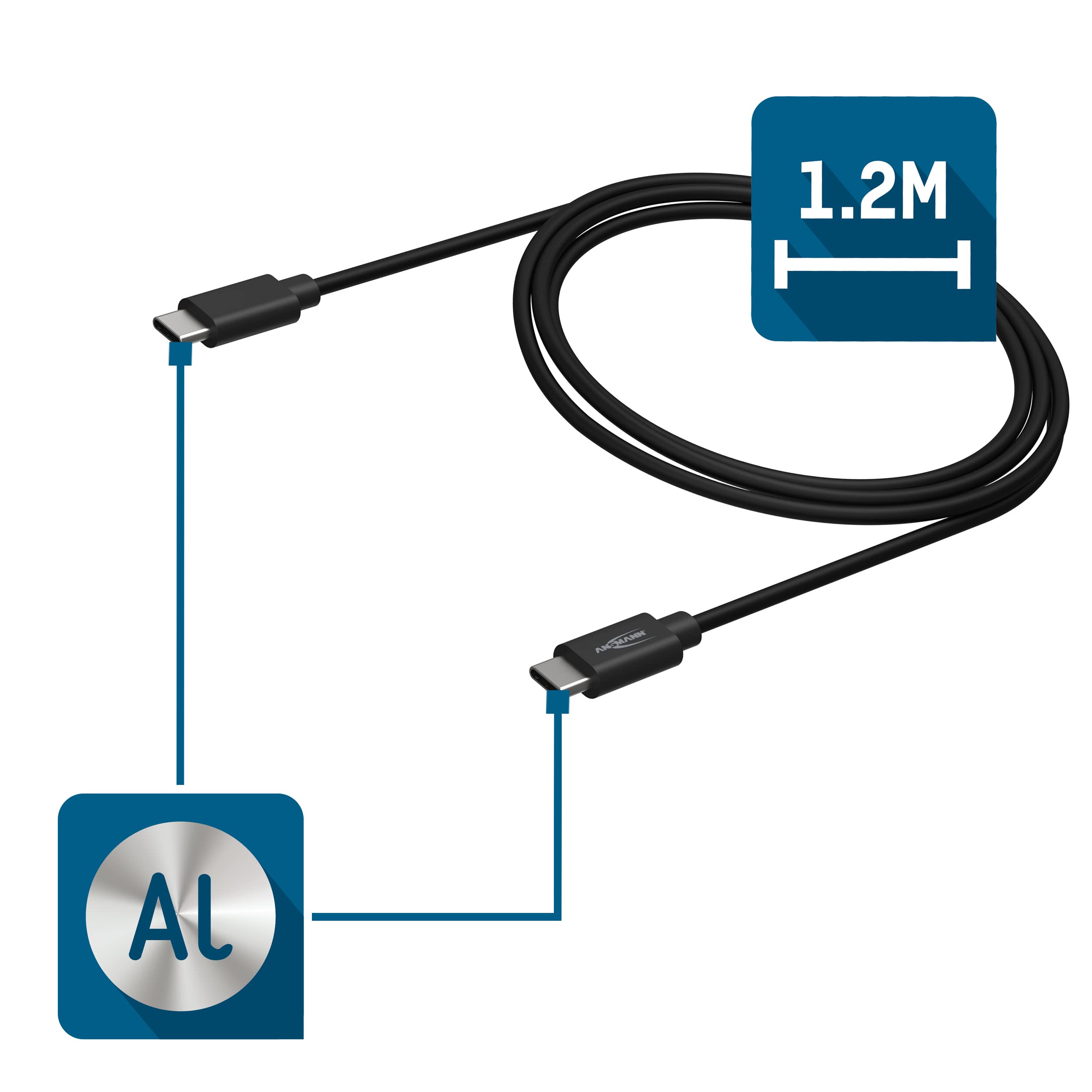 ANSMANN catena universale per cellulare - cavo USB-C da 120 cm con