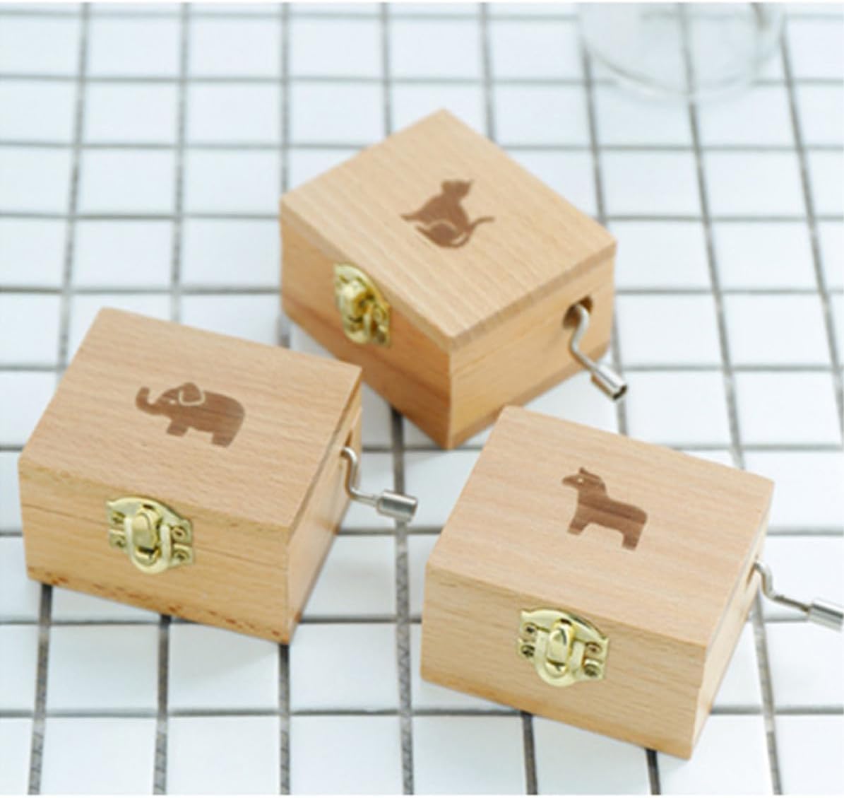 Hand Crank Wooden Music Box Desktop Ornament for Home Decoration image 5