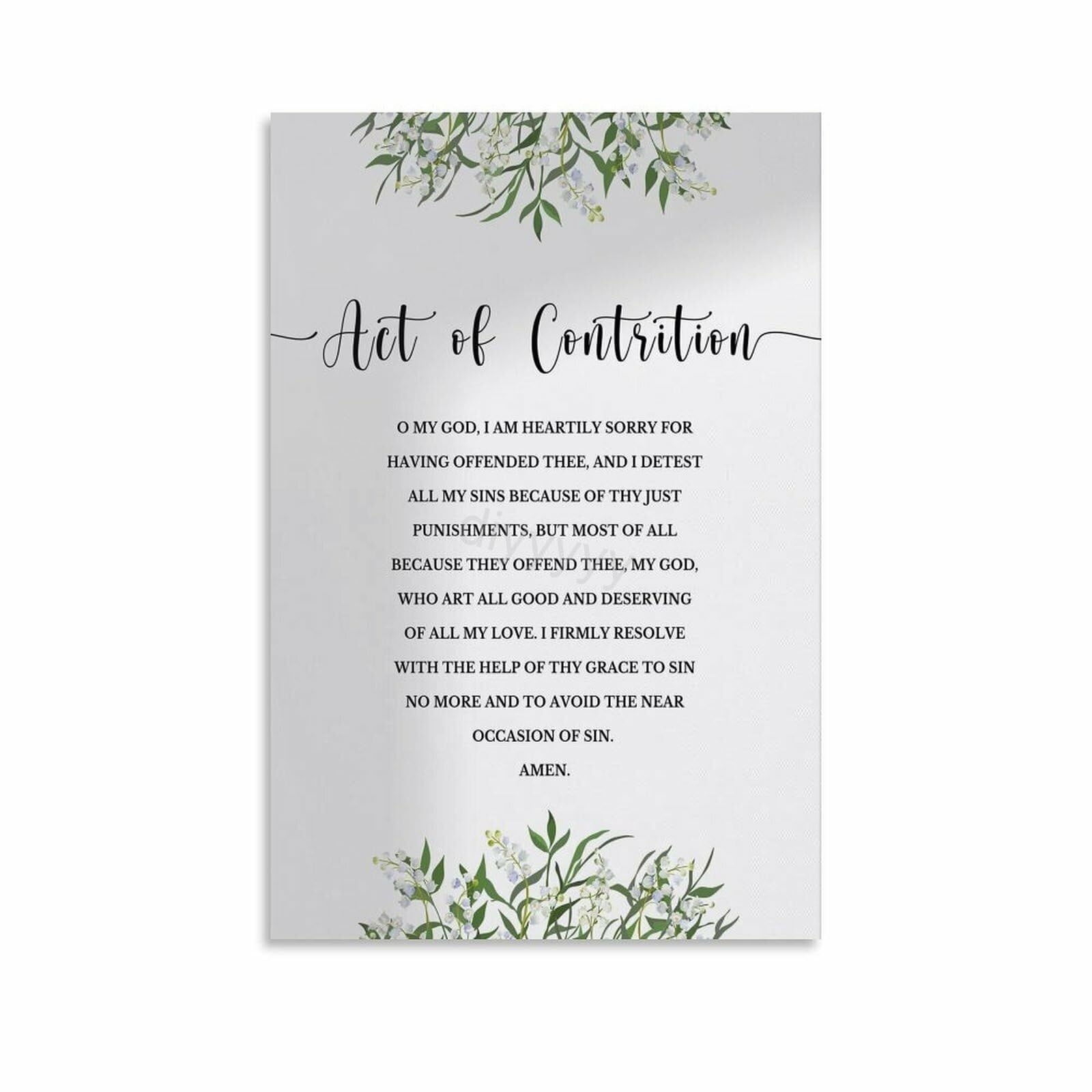 GYQYJPFZM Act of Contrition Christian Poster Catholic Confession Prayer Wall-Art Religious Educational Decor for Living Room Bedroom Church Home Study