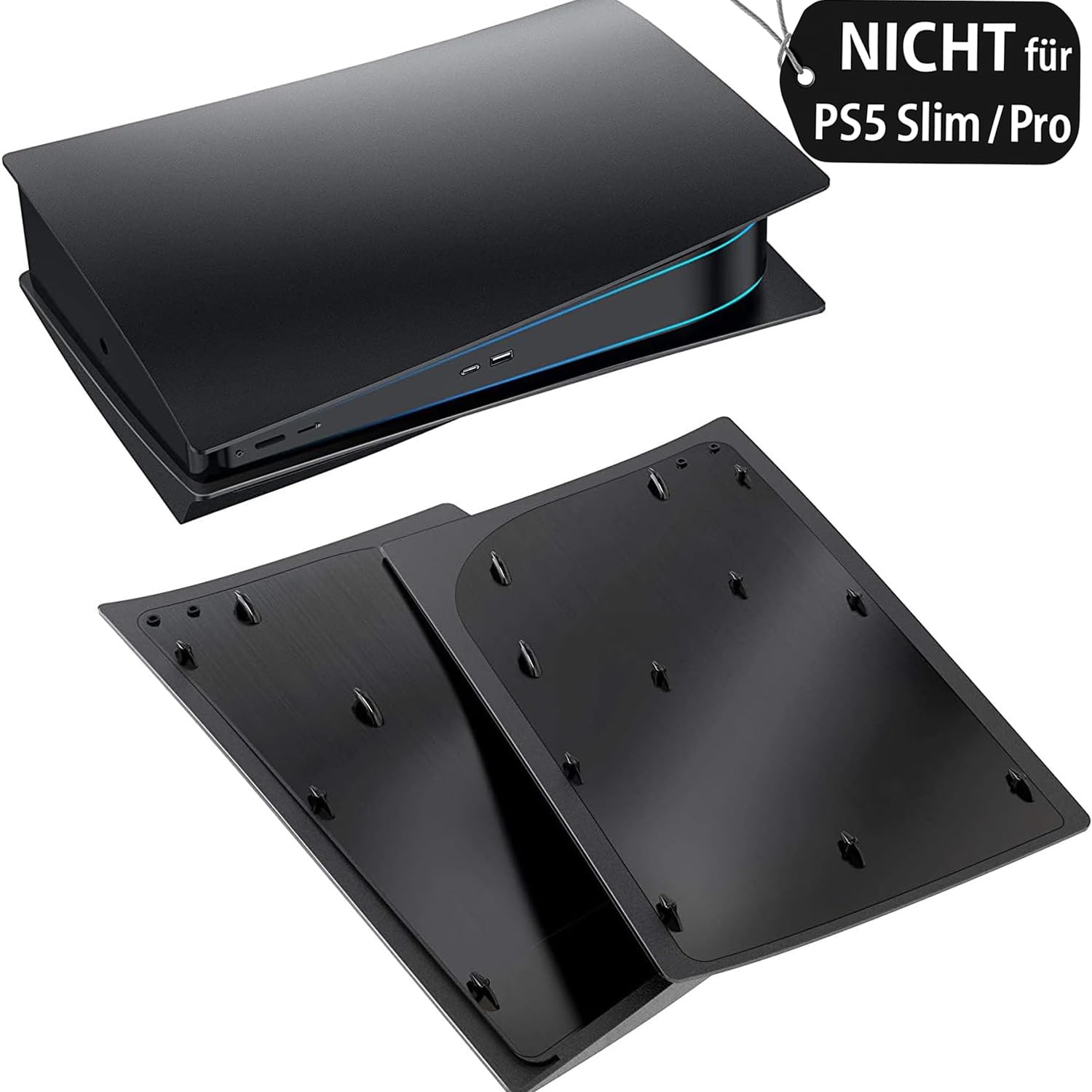 MatoSan® Faceplate für Disc Edition | Kompatibel mit PS5 Cover Schwarz | Frontplatte für PS5 Konsole, Seitenplatten für PS5 Zubehör (Nicht für PS5 Slim/Pro)
