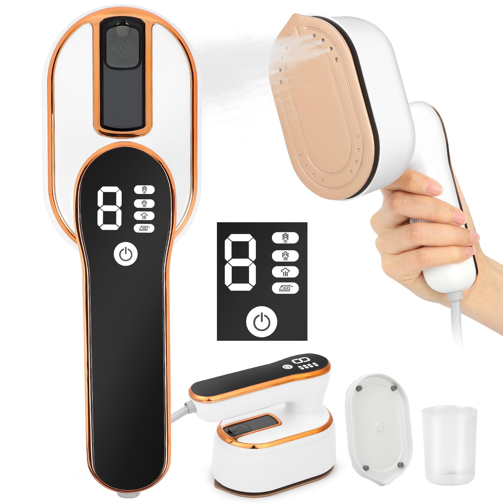 Mini Fer À Repasser De Voyage 1190 W, Petit Fer À Repasser Voyage Portable Pliable avec Affichage LED et Vapeur à 4 Niveaux, Mini fer a Repasser Couture pour Les Voyages et la Maison