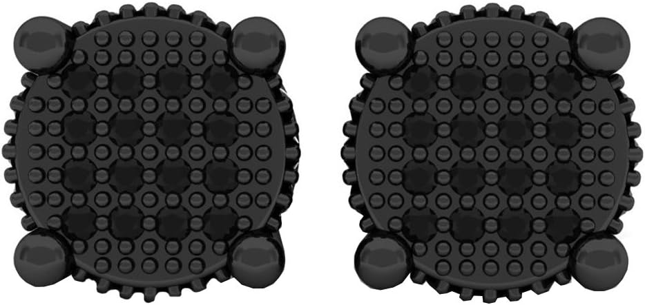 Dazzlingrock Collection 0.20 Ctw Round Black Natural Diamond Ladies Micro Pave Stud Earrings 1/5 CT, Sterling Silver