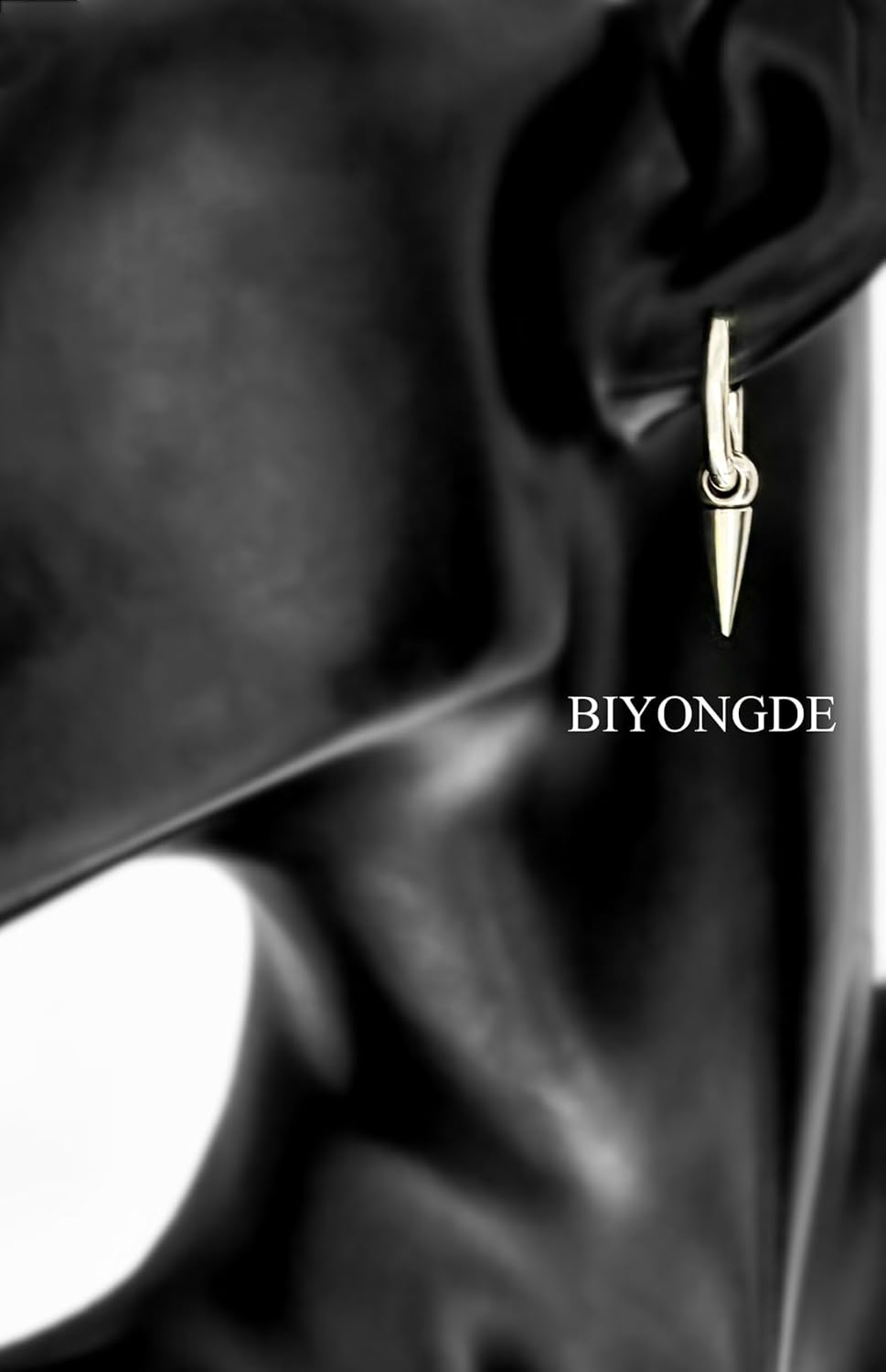 Dangling Spike Cone Huggie Hinged Hoop Earrings for men, Stainless Steel, Cool Punk Rock Hip-pop Style - Image 2