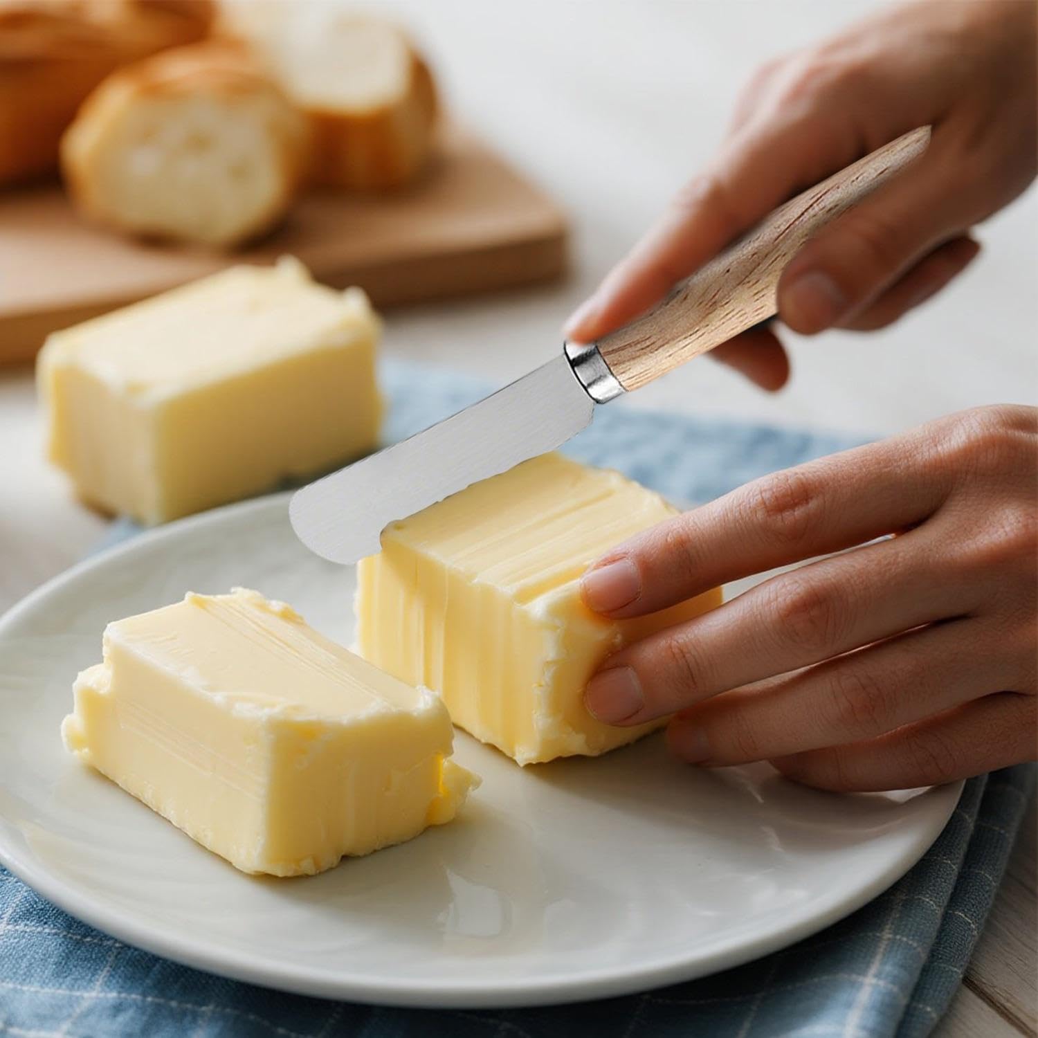 2 Piezas De Cuchillo De Mantequilla De Acero Inoxidable, 2 Piezas, Cuchillo De Queso De Mango De Madera, Cuchillo De Queso Doméstico, Herramienta De Corte De Cubos De Hielo, Requisito De Cocina.