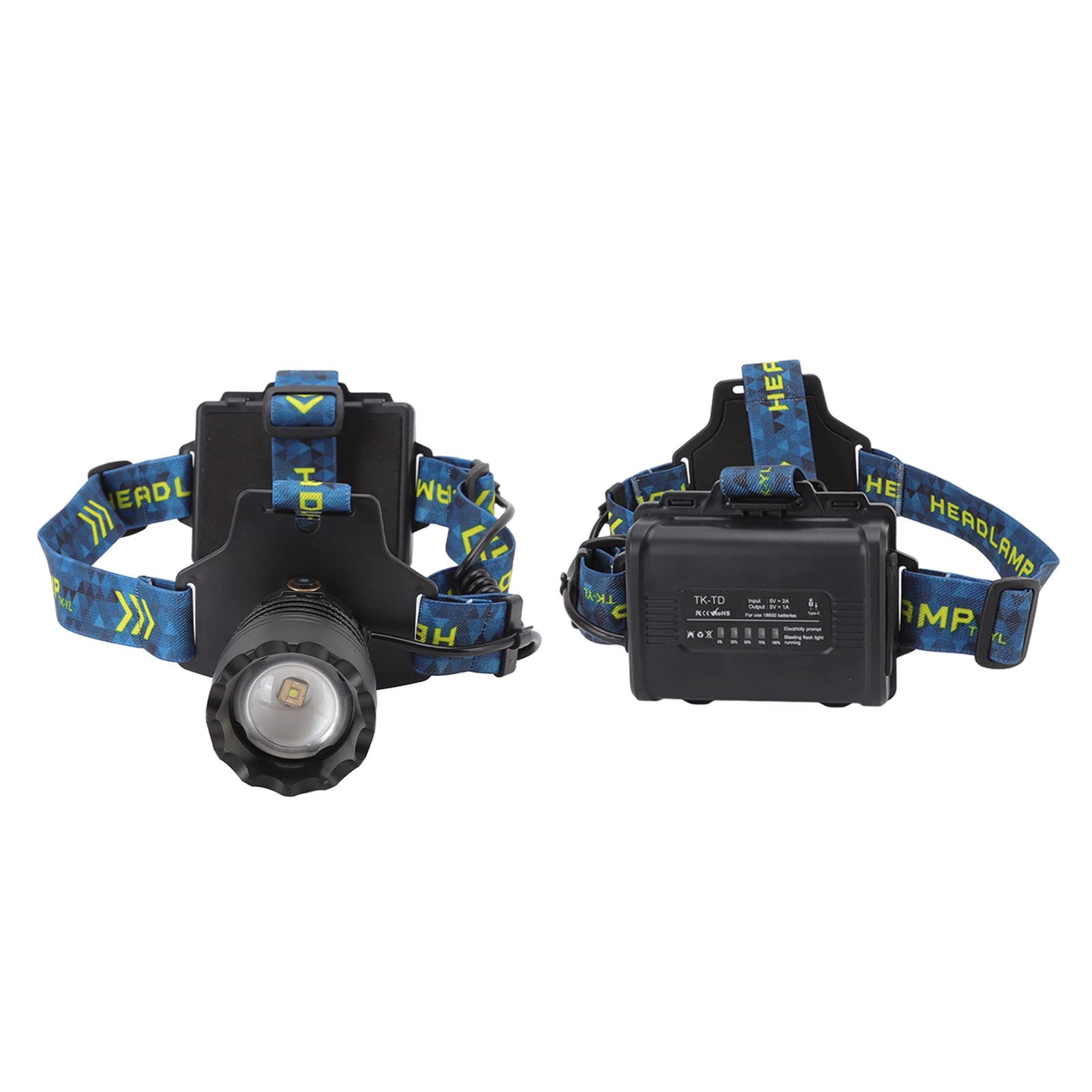 Lampe Frontale USB, Lampe de Poche Rechargeable 3000LM,
