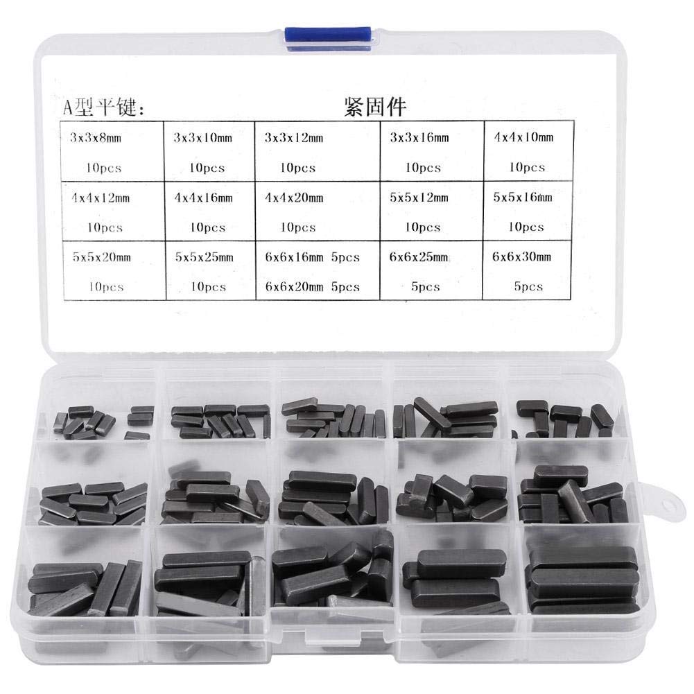 Fafeicy 140Pcs Stainless Steel Round Ended Feather Key Parallel Drive Shaft Keys Set Key Stock Assortment 8-30mm with Plastic Box for Fixing Frequently Disassembled Equipment