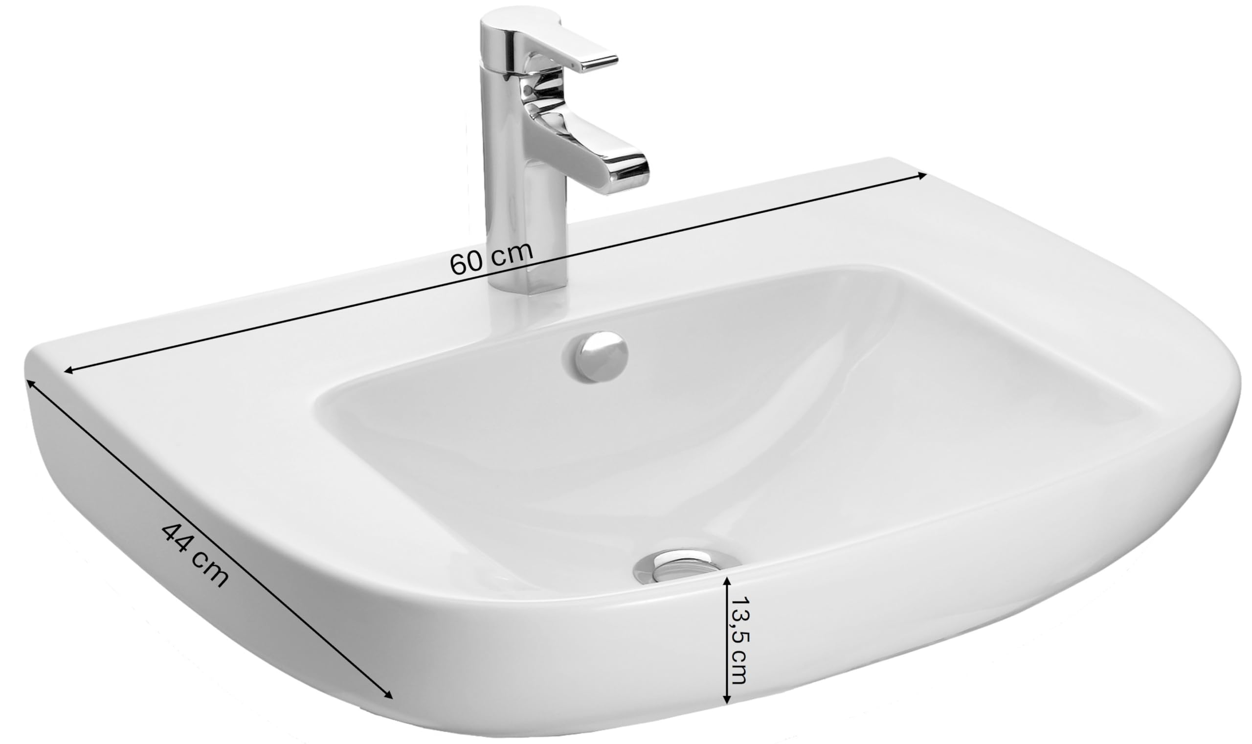 JACOB DELAFON Lavabo cerámico compacto para baño Medidas 60x44 cm Fácil limpieza y gran confort de uso Color Blanco Odéon Up E4700-00