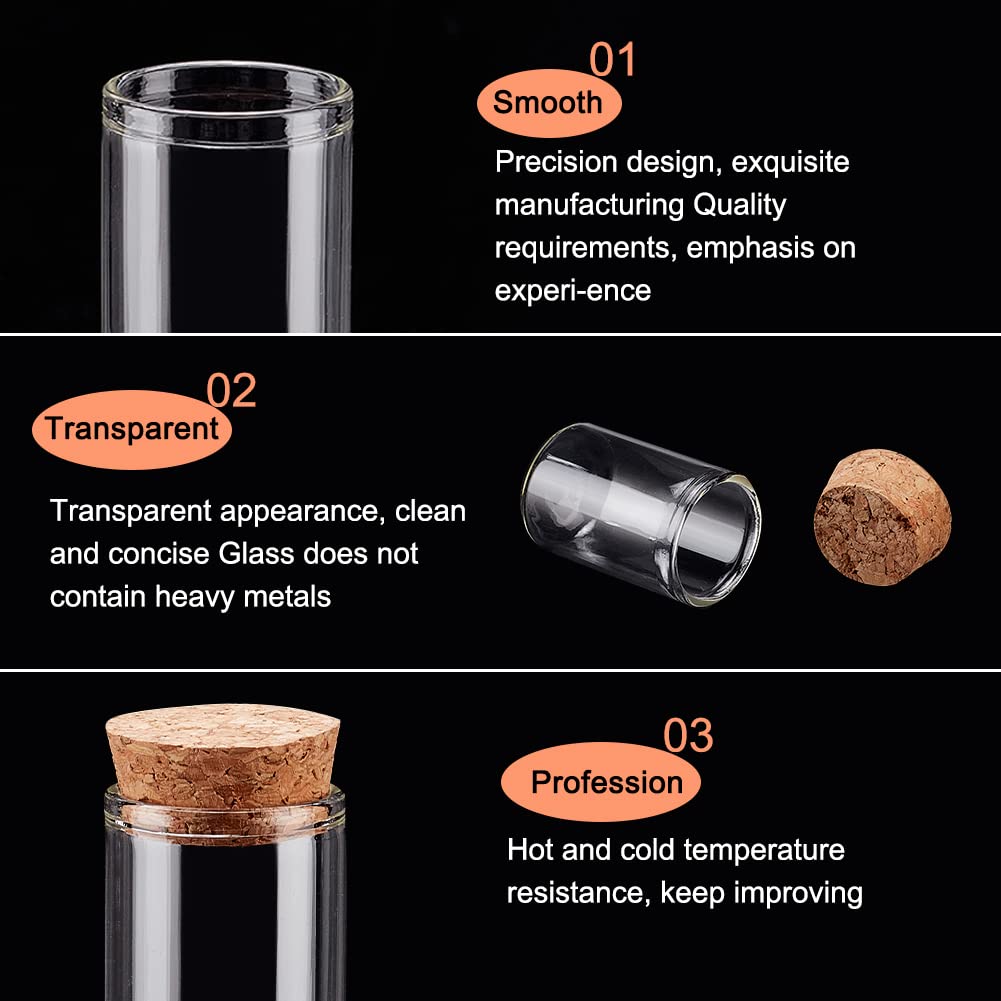 BENECREAT 20PCS Mini Glass Bottles with Cork Base, 5x3cm Glass Display Dome with Cork Base for Flower Storage Home Wedding Party - Image 3