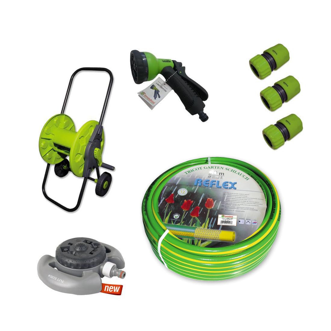 Lime Edition 7 tlg. Schlauchwagen-Set, Gartenschlauch 50m 1/2"
