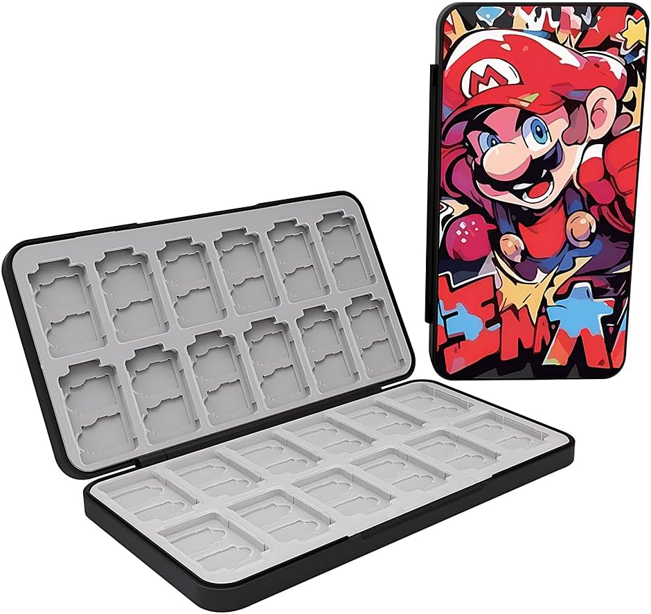 PERFECTSIGHT Game Case for Nintendo Switch Game Card Case with 24 Game Holder and 24 SD Micro Card Slots for Switch/Lite/OLED, Games Cartridge Cases for Kids Boys Girls Cute Storage Box, Hand