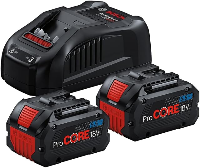 Bosch Professional system 18V: zestaw startowy  2 akumulatory ProCORE18V 5.5Ah + szybka ładowarka GAL 1880 CV