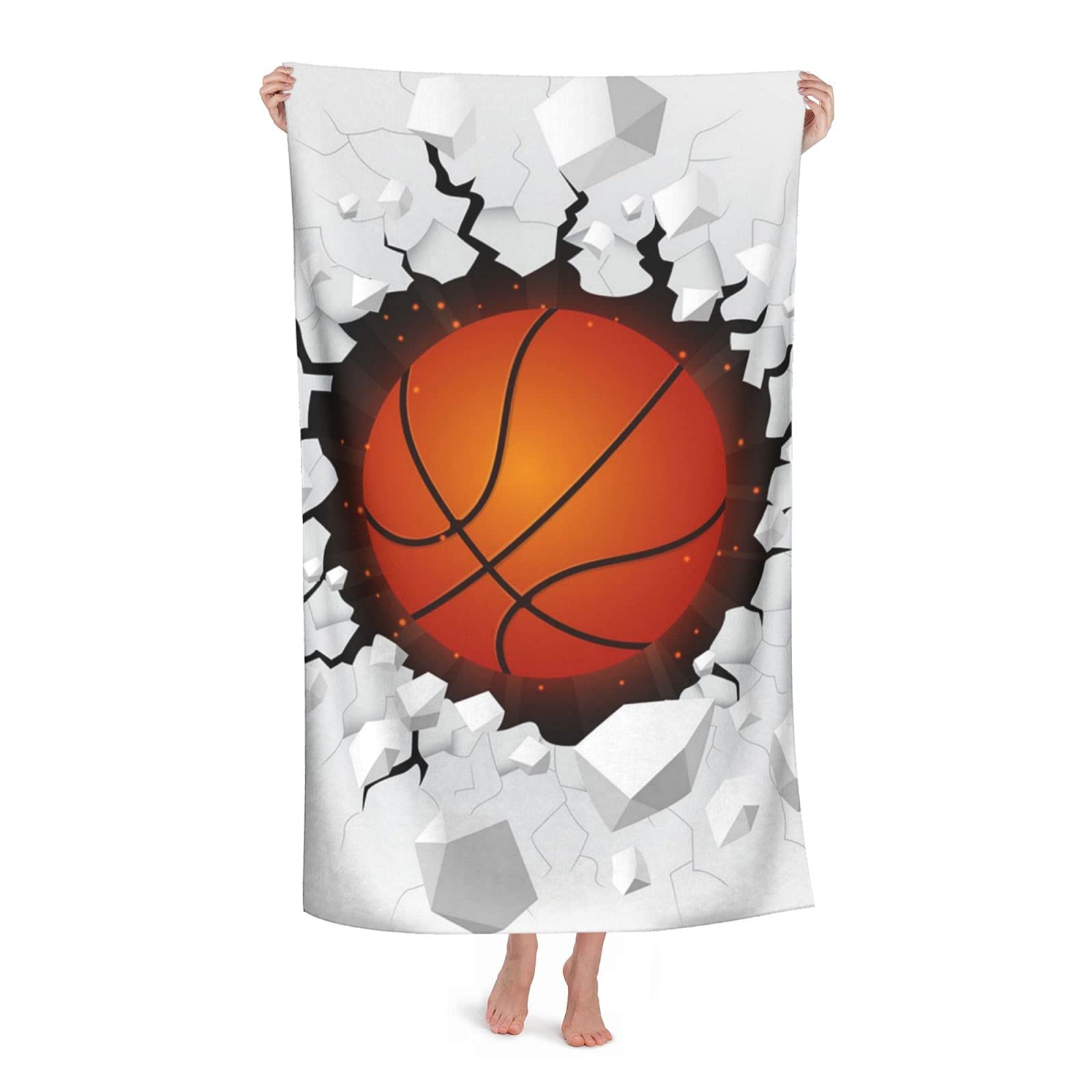LSRCPD Basketball And With Wall Damage Beach Towel Highly Absorbent Microfiber Beach Blanket Soft Bath Towels 80 x 130 cm
