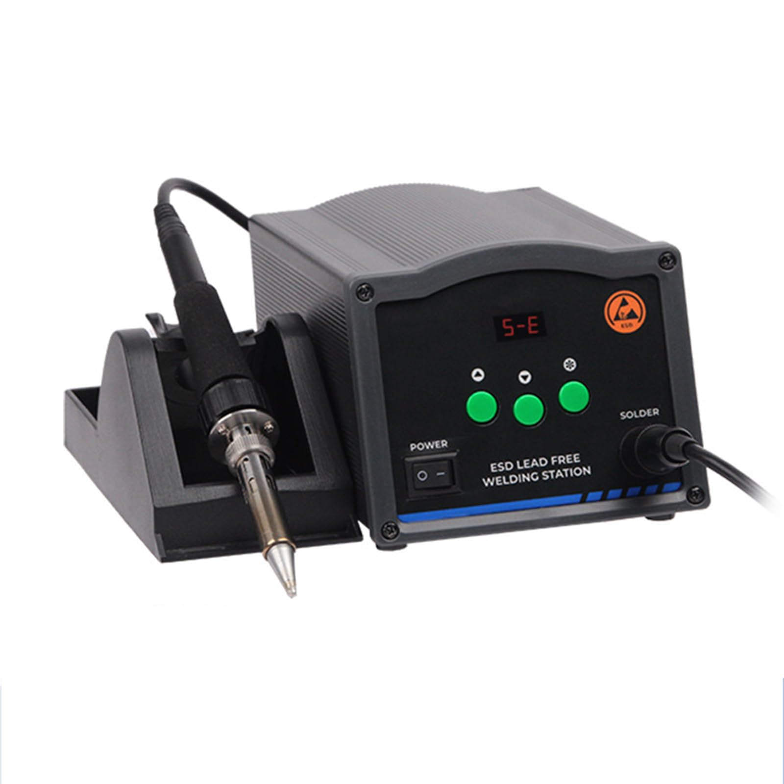 220V Zestaw do lutowania gorącym powietrzem na stole spawalniczym, regulowana temperatura 200℃~420℃, wyświetlacz LCD, długość kabla uchwytu 135 cm, idealny do przeróbek