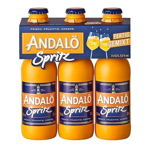 Andalö Spritz Aperitif RTD – Fertig gemixt & fruchtig, frisch, anders – 3er Pack 0,2 L Perfekt für unterwegs, Partys, Feiern & gesellige Runden – Ready to drink – 5,3% Vol.