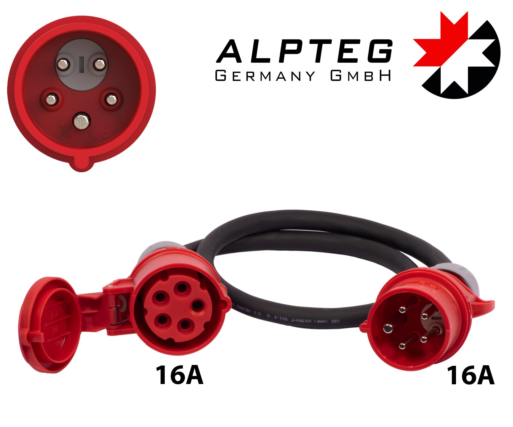 CEE Steck. 16A mit Phasenwender auf CEE Kupp. 16A H07RN-F 5G2,5 | ALPTEG A009 5m