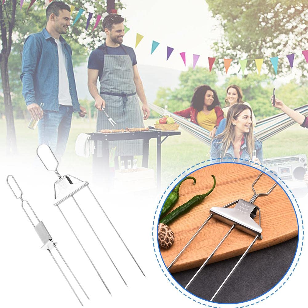 GrillSavant 3-Wege-Grillspieße – Edelstahl, Wiederverwendbar & Perfekt Für Fleisch & Gemüse (2 Stück)