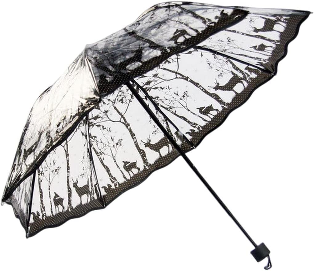Parapluies, Parapluie Pliant Compact de Voyage, Mini Parapluie, Transparent, Automatique | Clear