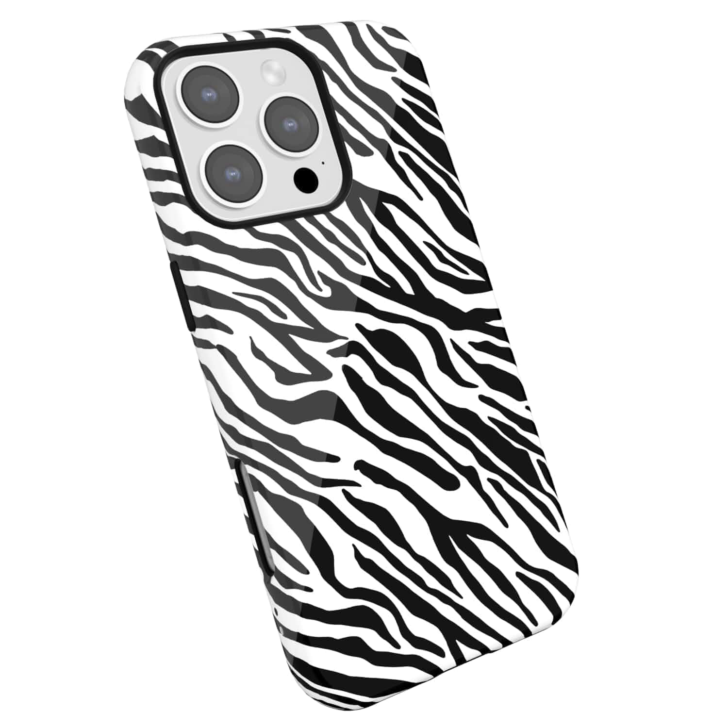 LoeoeL for iPhone 16 Pro Case Zebra Print, Girly Cute Zebra Phone Case for Women Girls, Thin Slim Hard Shell Plastic Phone Cover, Luxury Aesthetic Trendy Retro Chic Animal Print Design, Black Solid