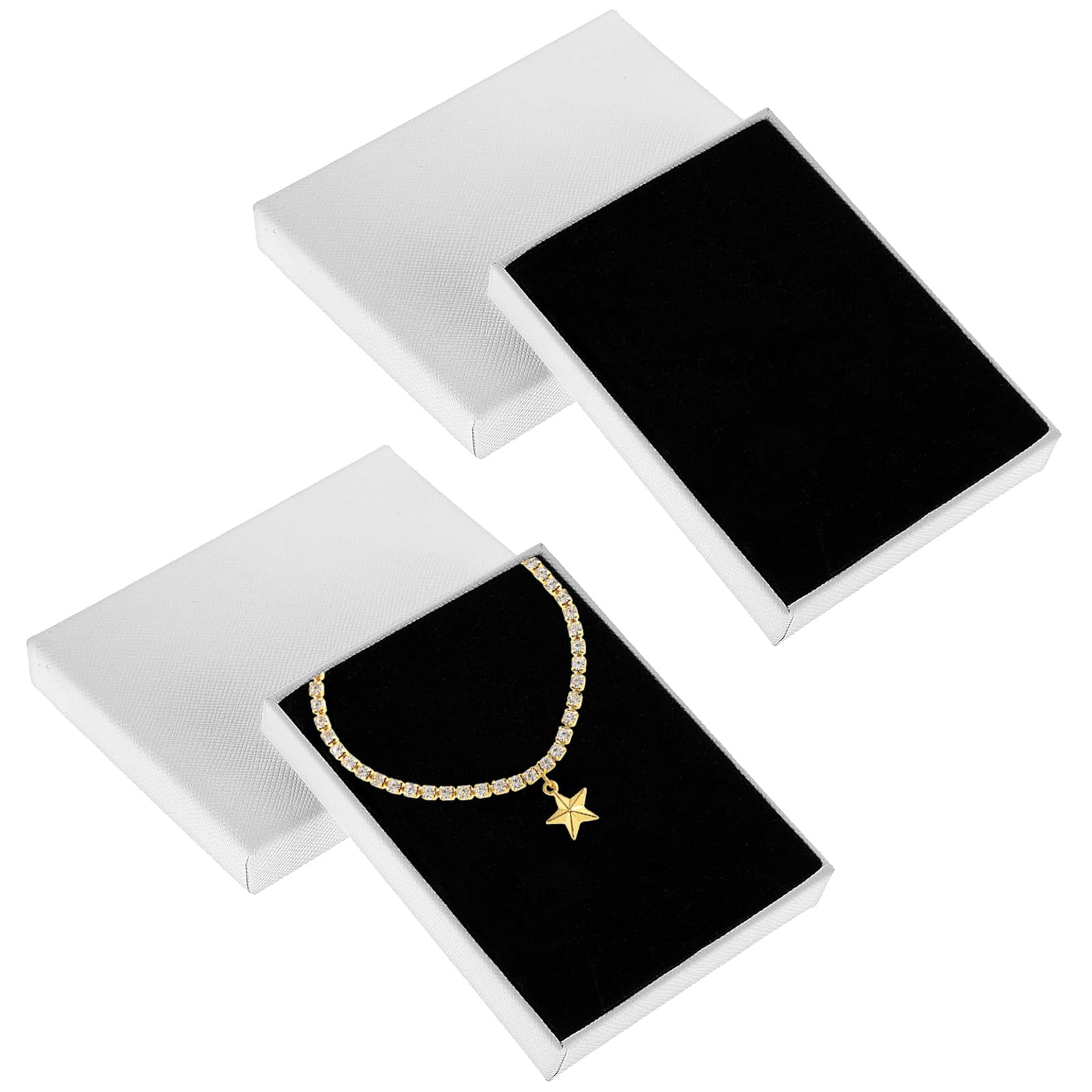 Aikobaa White 2Pcs Jewellery Gift Box With Lid, 9X7x1.6cm Elegant Presentation Boxes For Necklaces, Rings, Bracelets, Valentine's & Birthday Gift Box For Small Jewellery ﻿ (White)
